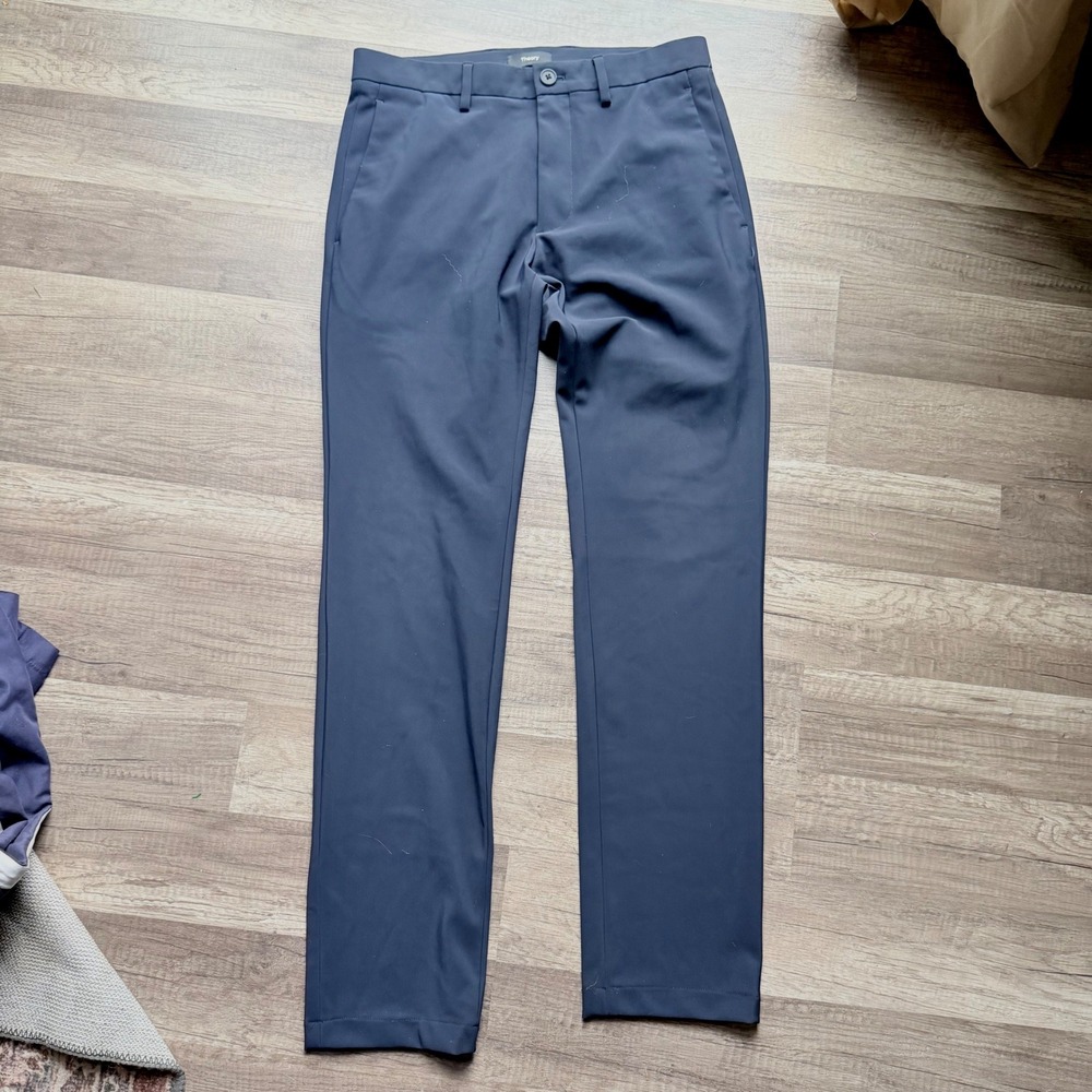 Theory Zane SW Precision Ponte Slim Fit Pants Navy Blue Mens 28 L0197236